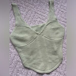 Alo Yoga Open-Knit Chase The Sun Corset Tank - Iced Green Tea. Size medium.